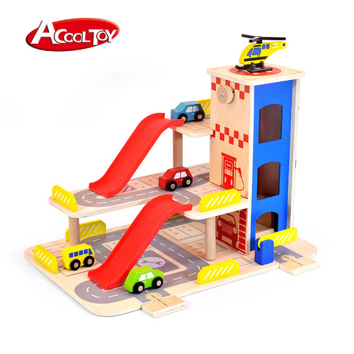 New Cloud Children's Wooden Parking Lot Model Simulation Toy for 1-3-6 Year Old Boys Track Car Toy Small Car