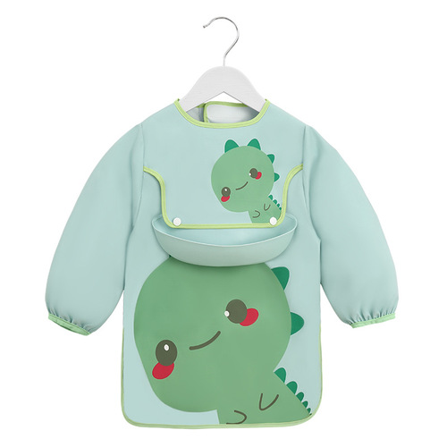 Baby eating bibs waterproof and anti-dirty for boys and girls, long-sleeved painting aprons, protective clothing, children's rice pockets for spring and summer