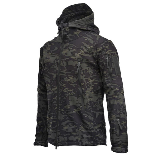 Direct Manufacturer Sales Shark Skin Softshell Jacket Camouflage Hooded Fleece Coat Waterproof Windproof Hiking Warm Winter Outerwear