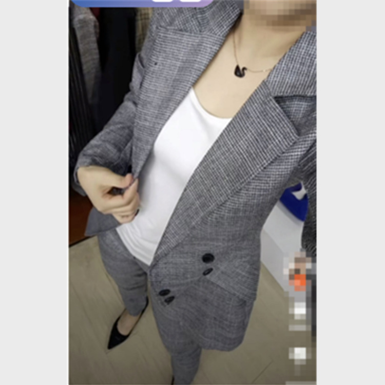 Send 275 Big Love Meiyuan 2025 Spring New Fashion Suit Houndstooth Lapel Top Slim Pants Two Send 275 Big Love Meiyuan 2025 Spring New Fashion Suit Houndstooth Lapel Top Slim Pants Two