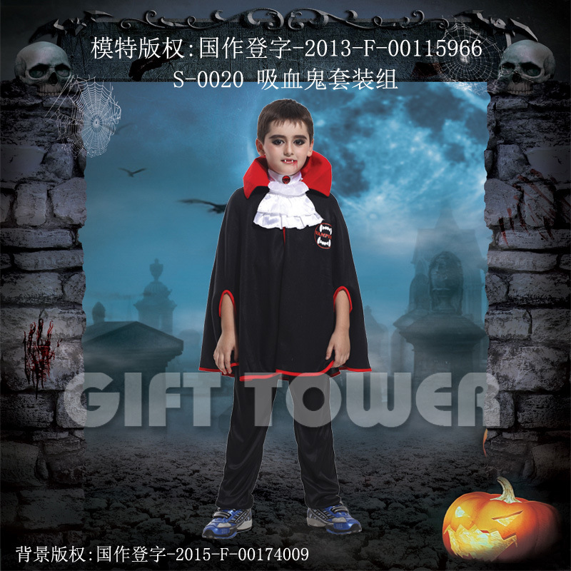 S-0020 Vampire Costume Set Party Costume Black Halloween Children's Costume Masquerade Sleeping Bag Stage Costume