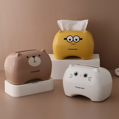 Cute cartoon tissue box multifunctional toilet paper box plastic thickened bathroom creative toilet paper storage box