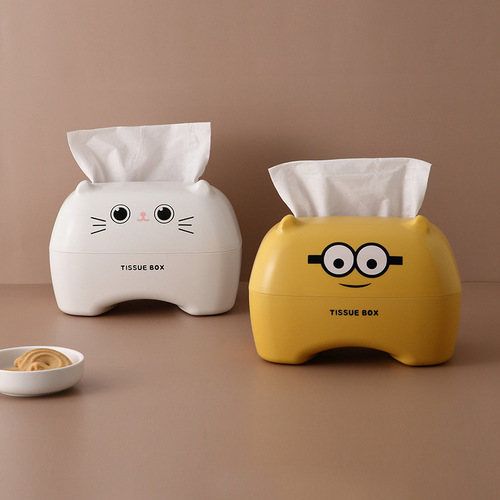 Cute cartoon tissue box multifunctional toilet paper box plastic thickened bathroom creative toilet paper storage box