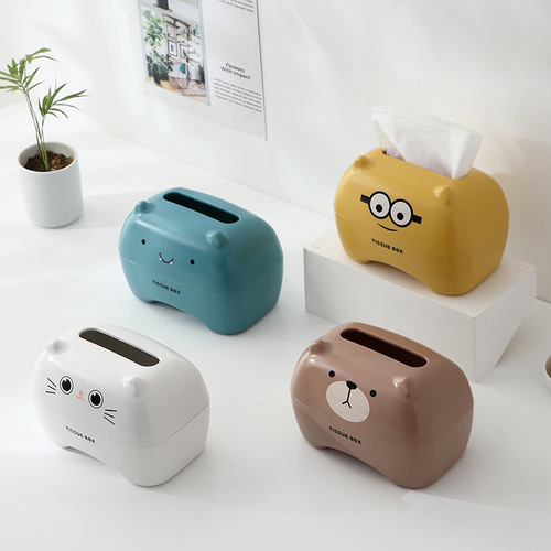 Cute cartoon tissue box multifunctional toilet paper box plastic thickened bathroom creative toilet paper storage box