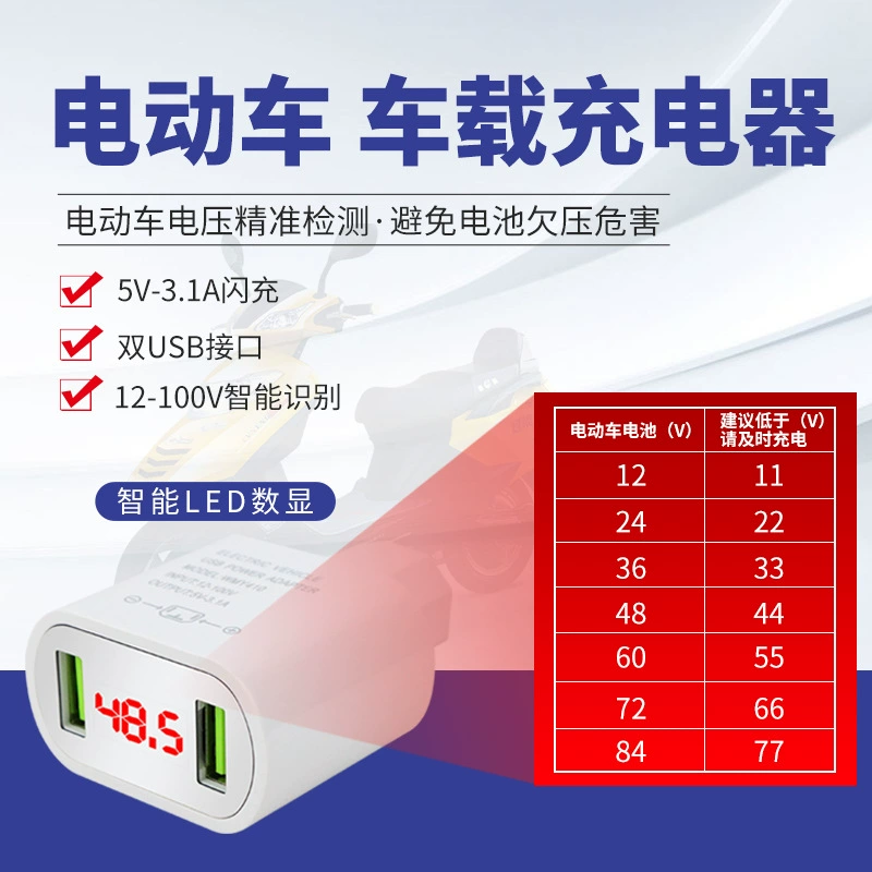 Новый аккумулятор автомобиль электромобиль мобильный телефон зарядное устройство цифровой дисплей двойной USB 12-100V к 5V3A адаптер