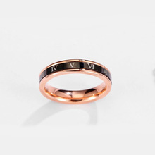 缀尚品可转动罗马数字戒指 玫瑰金色钛钢戒指男女情侣款