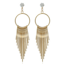 韩版锆石夸张女欧美金属长款流苏耳环时尚耳钉耳饰批发饰品