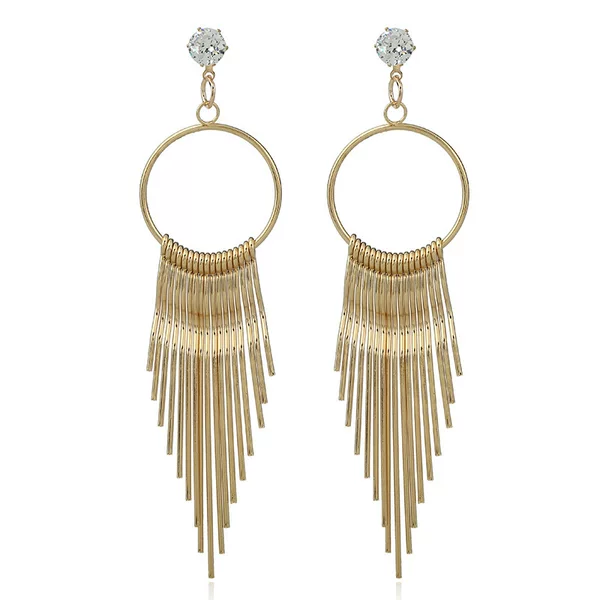 Korean version of zircon exaggerated female European and American metal long tassel earrings fashion earrings wholesale jewelry