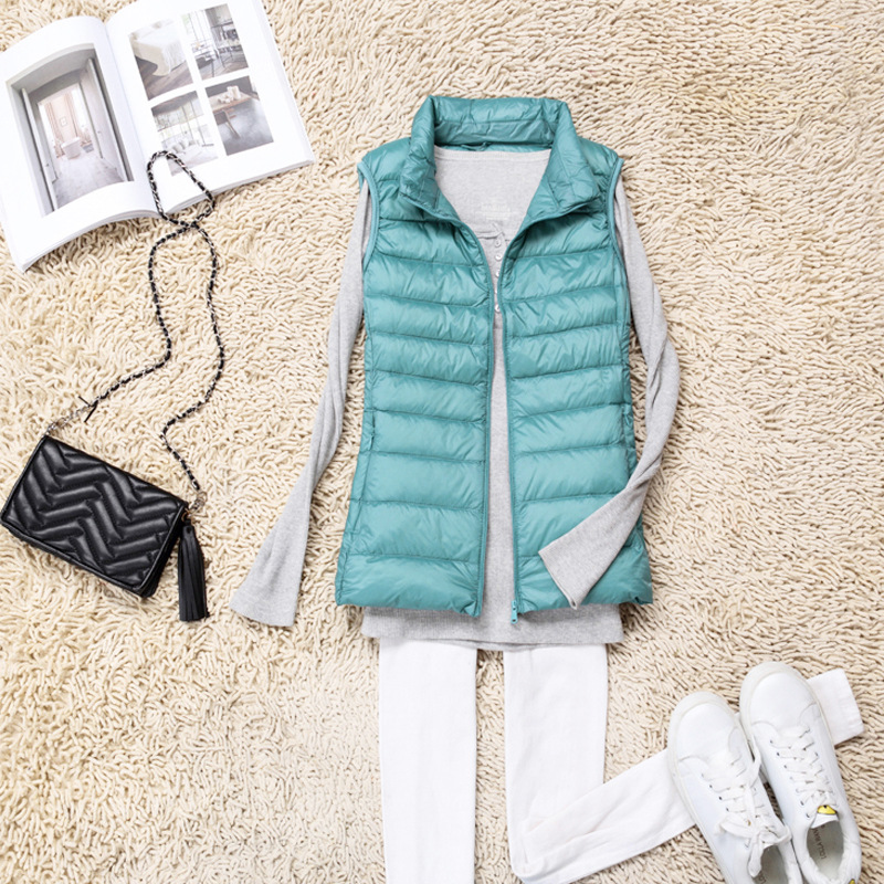 2019 Otoño e Invierno nuevos productos genuinos ultrafinos de las mujeres abajo chaqueta chaleco Chaleco de las mujeres image 18