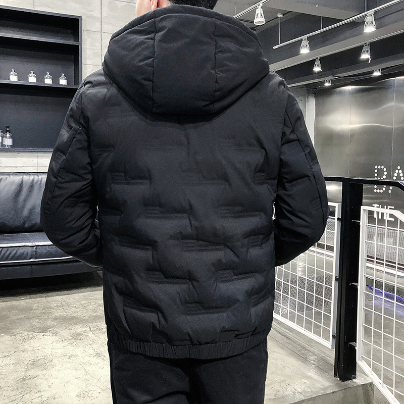 Alta chaqueta de terciopelo 2023 invierno corto nueva ropa de trabajo abajo chaqueta de los hombres de moda Slim guapo chaqueta con capucha moda