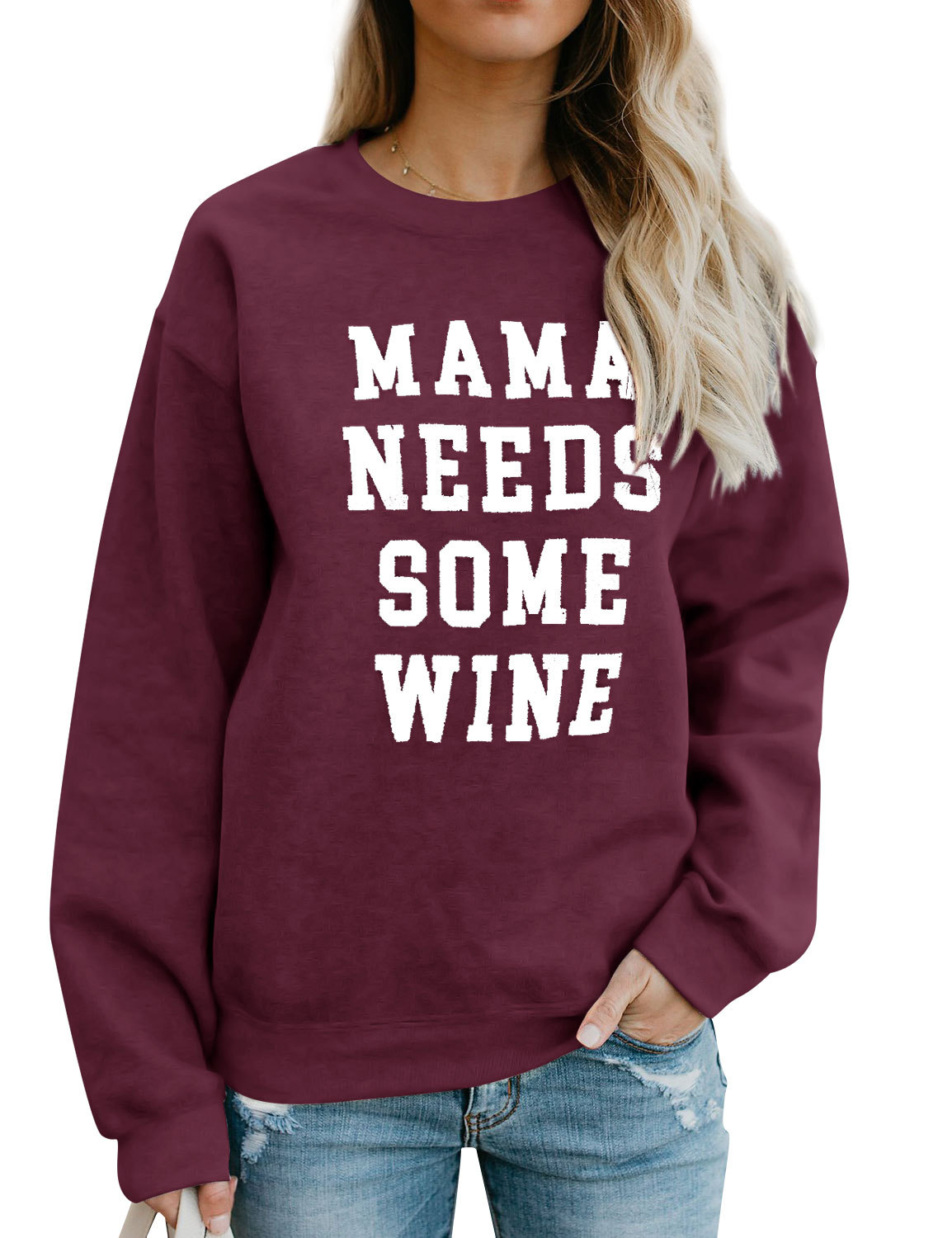 MAMA NECESITA ALGUNOS Otoño e Invierno carta de impresión de moda de la calle nuevo suéter superior para los hombres y las mujeres