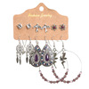 Accessory, earrings heart shaped, retro ethnic set, European style, 6 pair, ethnic style