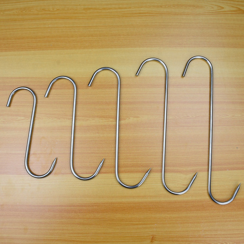 Wholesale stainless steel S-type beef hook, barbecue single hook, long and short chicken bacon tip hook, sausage and pigeon S hook