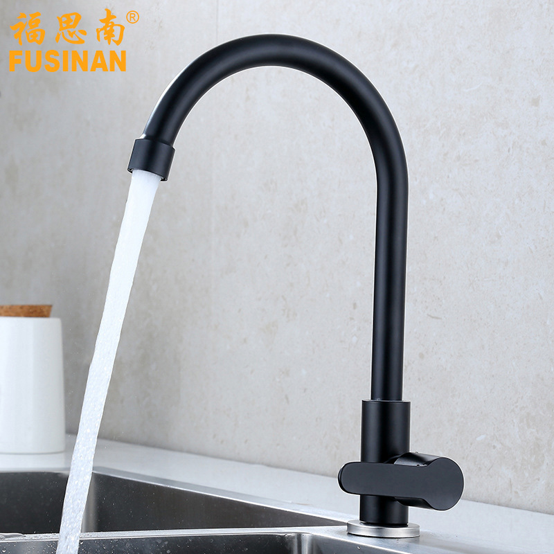 Source factory black paint stainless steel kitchen dish basin single cold faucet sink sink spout