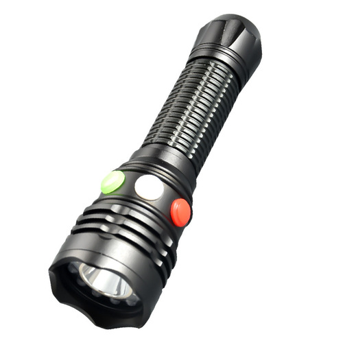 New high-intensity signal light with life-saving strap and magnet—red, white, green/yellow three-color, seven-setting railway signal flashlight