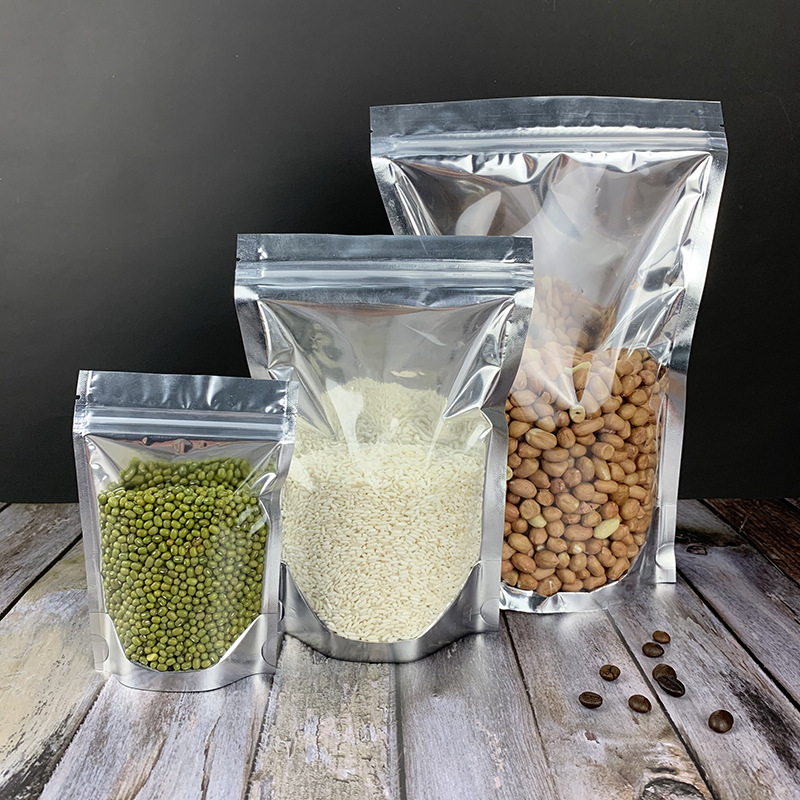 镀铝阴阳自立袋 镀铝箔半透明自立拉链密封袋自封袋现货