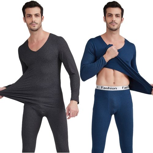 Men's Invisible Warm Innerwear Set Winter Autumn Top and Bottom 37 Degree Style Random Cut Supply Kuaishou Live Streaming