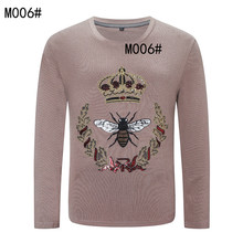 精美时尚蜜蜂皇冠图案长袖T恤衫 欧美潮流街头个性休闲上衣 批发