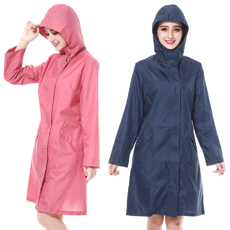 Adult Women's Long Raincoat New Fashion Walking Travel Slim-fit Korean Style Fresh Raincoat Coat