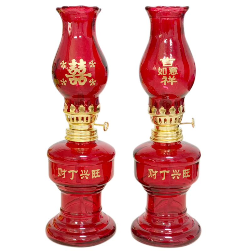 Transparent Glass Kerosene Lamp, a Pair of Nostalgic Retro Everlasting Lamps, Home Wedding Decoration Ornaments, Housewarming Red Kerosene Lamps Transparent Glass Kerosene Lamp, a Pair of Nostalgic Retro Everlasting Lamps, Home Wedding Decoration Ornaments, Housewarming Red Kerosene Lamps