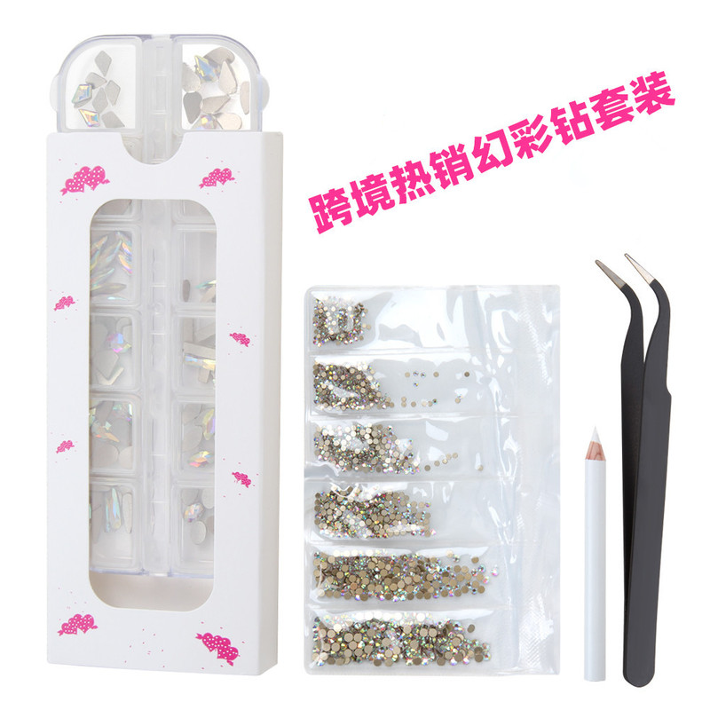 Nail Art cross-border hot laser flat-bottomed AB magic diamond shaped diamond nail art jewelry set Nail Art cross-border hot laser flat-bottomed AB magic diamond shaped diamond nail art jewelry set