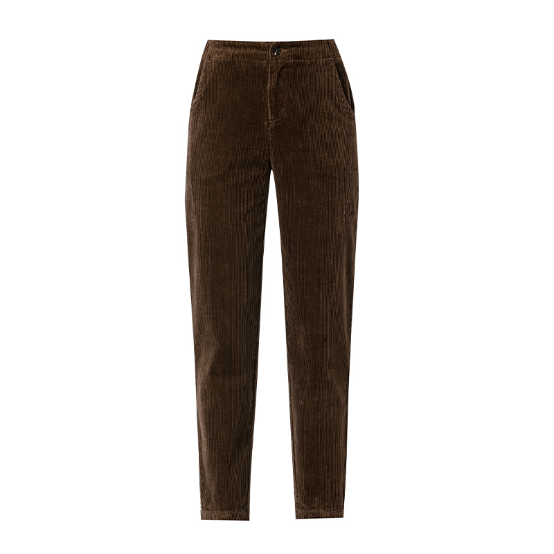 Quần culottes nữ ống rộng nhung kẻ dáng harem — Màu đen