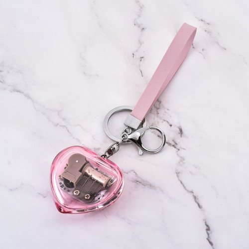 Korean version creative gift heart-shaped pendant music box mini acrylic keychain children's music box wholesale