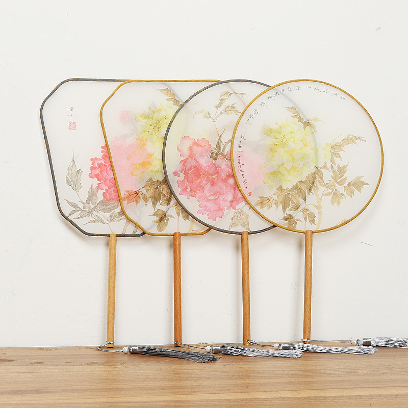 Hanfu ventilador de estilo antiguo ventilador redondo ventilador de baile clásico translúcido ventilador redondo fábrica al por mayor