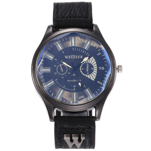 Fashionable business formal casual large dial belt quartz watch and bracelet set (3pcs/set)
