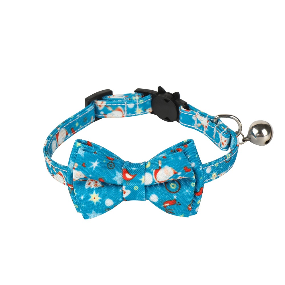 Fabricantes de nuevos productos de mascotas transfronterizos en stock Santa Claus Snowflake Collar de gato de Navidad