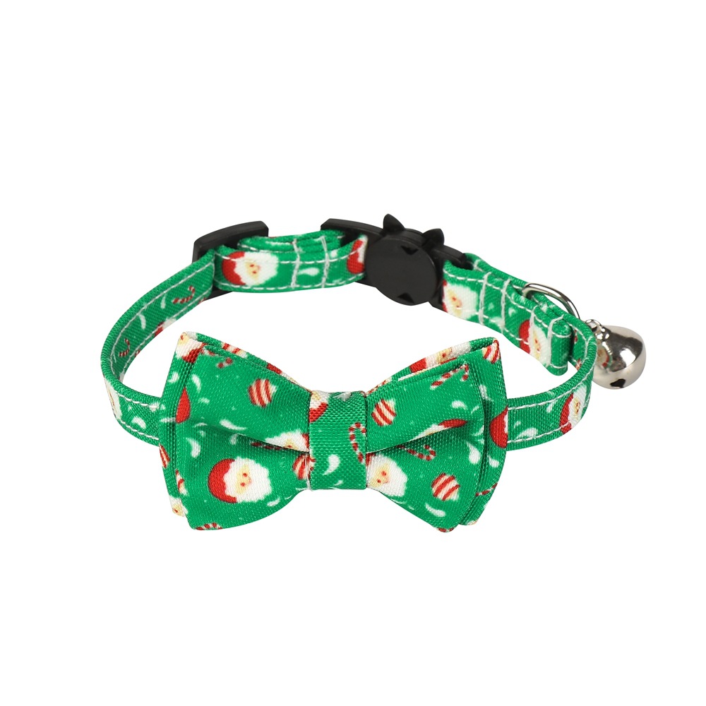 Fabricantes de nuevos productos de mascotas transfronterizos en stock Santa Claus Snowflake Collar de gato de Navidad