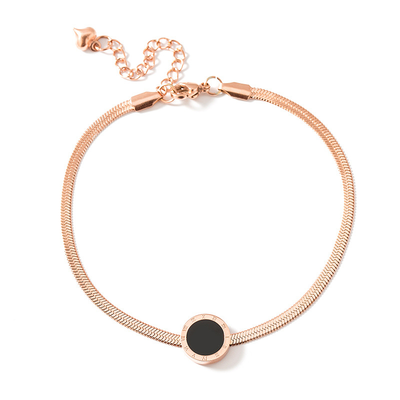 Romana disco digital de hueso de serpiente Cadena de tobillo de acero de titanio tobillera anillo de la pierna femenina joyería de la playa de las mujeres joyería popular en línea