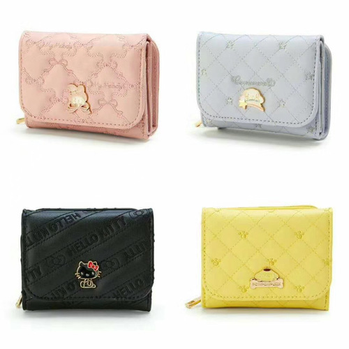 New Style Melody Fabric Dog Maplewood Multifunctional Leather Waterproof Card Holder Women's Bifold Short Wallet
