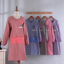 罩衣女冬季外穿彩棉厨房长袖围裙防污布艺棉反穿衣长袖罩衣印logo