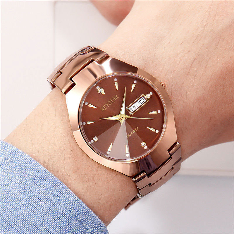 Reloj de mujer de acero de tungsteno totalmente automático popular en línea Reloj de estilo coreano simple impermeable luminoso doble calendario reloj no mecánico