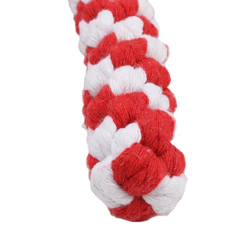 Fabricantes de suministro de mascotas juguetes de algodón de Navidad muletas trenzadas molares resistentes a la mordida juguetes de perro comercio exterior al por mayor