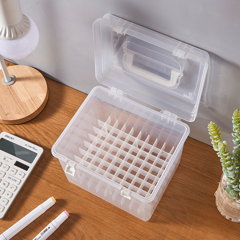 Caja de marcador caja de almacenamiento 80 unids caja transparente de plástico portátil acuarela Mark caja de la pluma