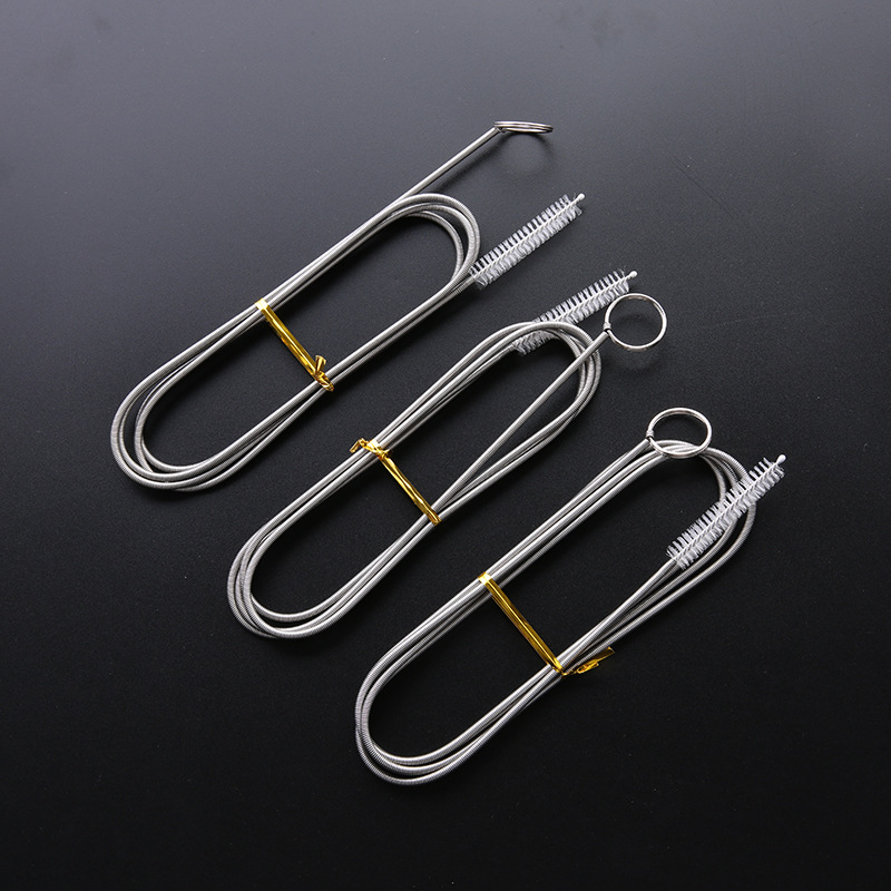 En stock cepillo de resorte de acero inoxidable refrigerador draga drenar agujero cepillo de limpieza tubo draga herramienta cepillo bandeja de té cepillo