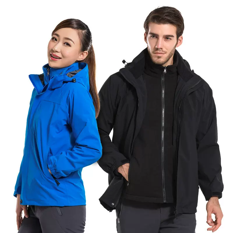 压胶冲锋衣定制印logo可拆卸男女户外三合一防风保暖工作服校服