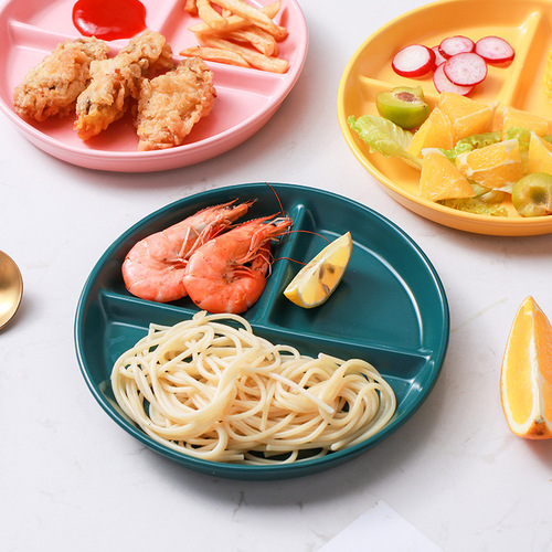 One person food ceramic partition plate snack plate plate Internet celebrity ins children's baby dinner plate onion ginger garlic multi-grid plate