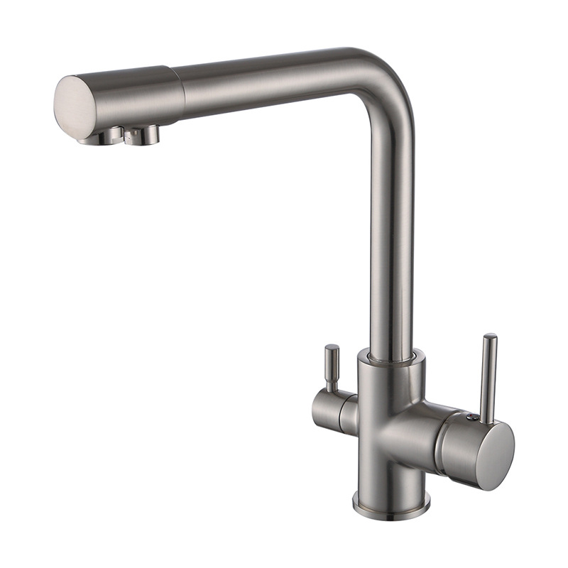 Cobre negro spray pintura cocina puro grifo fregadero vegetal cuenca giratoria doble manija doble agujero grifo