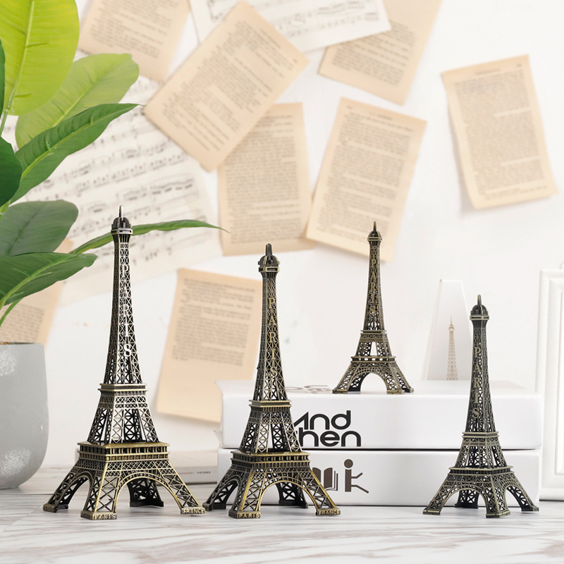 Bronze-Colored Paris Eiffel Tower Metal Model Ornament Home Decoration Wedding Romantic Gift Travel Souvenir