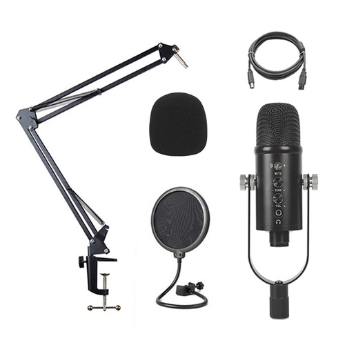 Cross-border USB condenser microphone voice recording noise reduction large diaphragm computer microphone microphone live broadcast equipment set