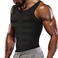 Men's European and American Sauna Suit Abdominal Back Vest Exercise Fitted Jacket Cross-Border Body Shaping Suit Neoprene Tight Bodysuit