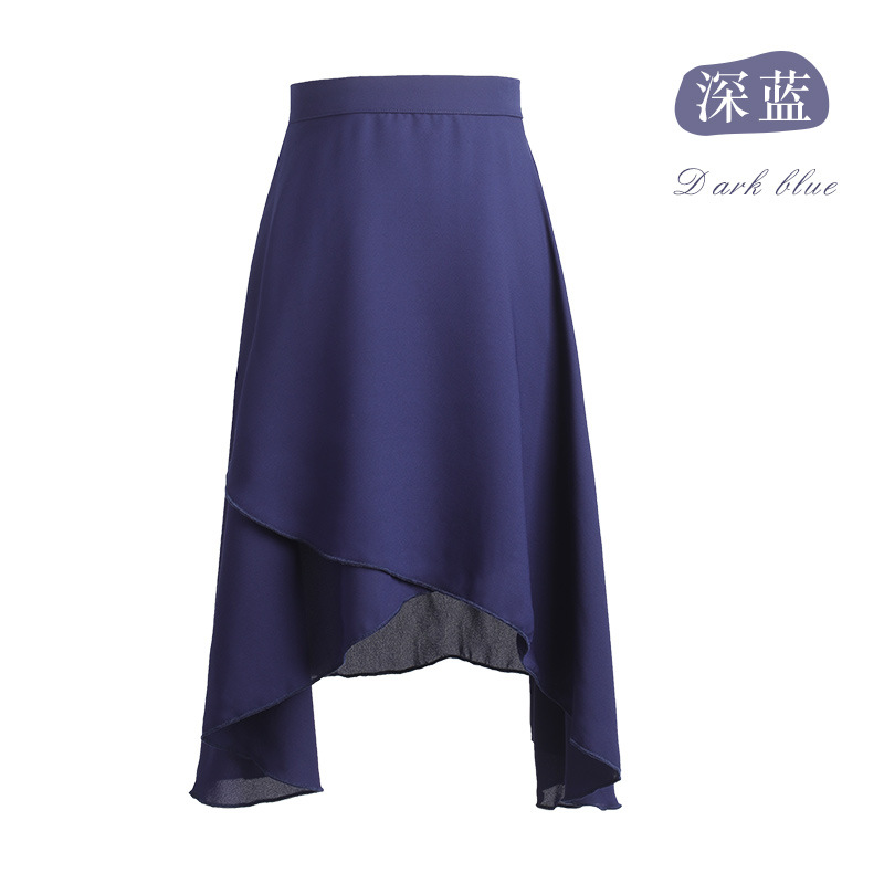 Falda de Ballet para adultos de una sola pieza con cordones delantal de gasa de media longitud Ropa de baile práctica falda de gasa Falda larga falda de maestro femenina image 8