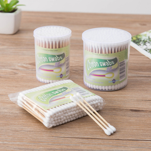 Household double-headed cotton swabs, disposable cosmetic cotton swabs, simple pack, 100 sanitary tampons, ear cleaning cotton swabs