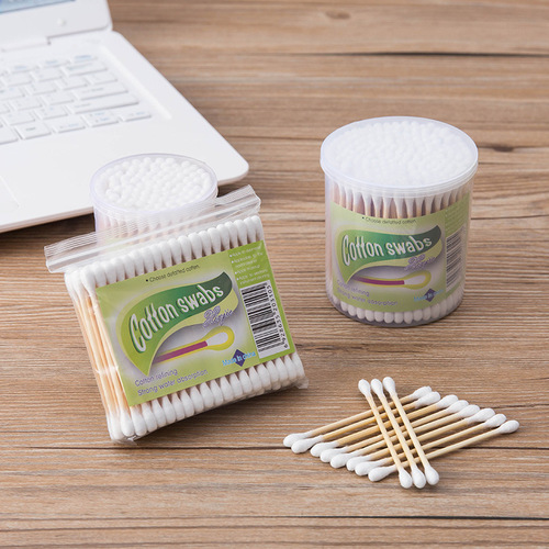 Household double-headed cotton swabs, disposable cosmetic cotton swabs, simple pack, 100 sanitary tampons, ear cleaning cotton swabs