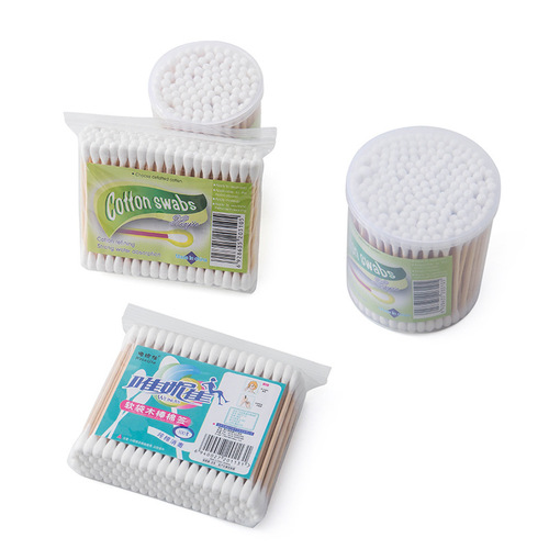 Household double-headed cotton swabs, disposable cosmetic cotton swabs, simple pack, 100 sanitary tampons, ear cleaning cotton swabs
