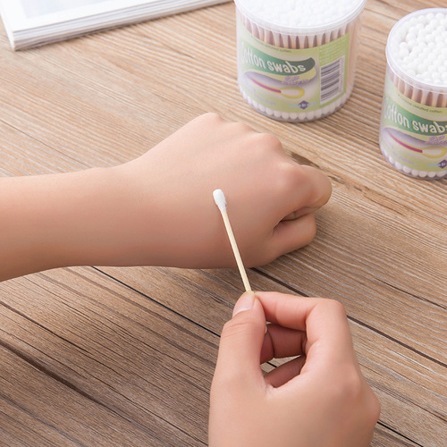 Household double-headed cotton swabs, disposable cosmetic cotton swabs, simple pack, 100 sanitary tampons, ear cleaning cotton swabs