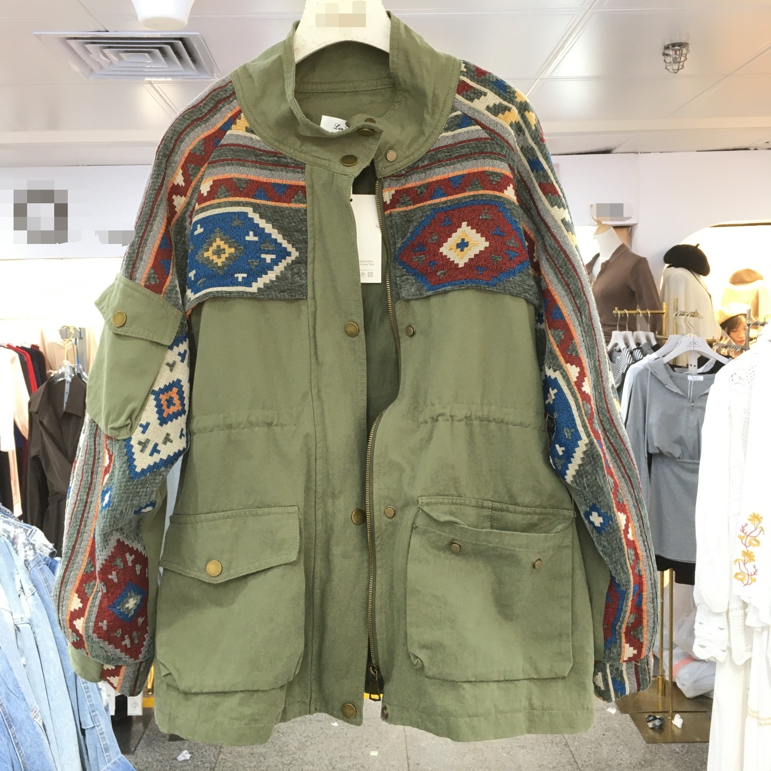 Autumn European and American Fashion Stitching Internet Celebrity Coat Coat Loose Large Size Slimming European Station Foreign Style Fried Street Coat Women's Fashion